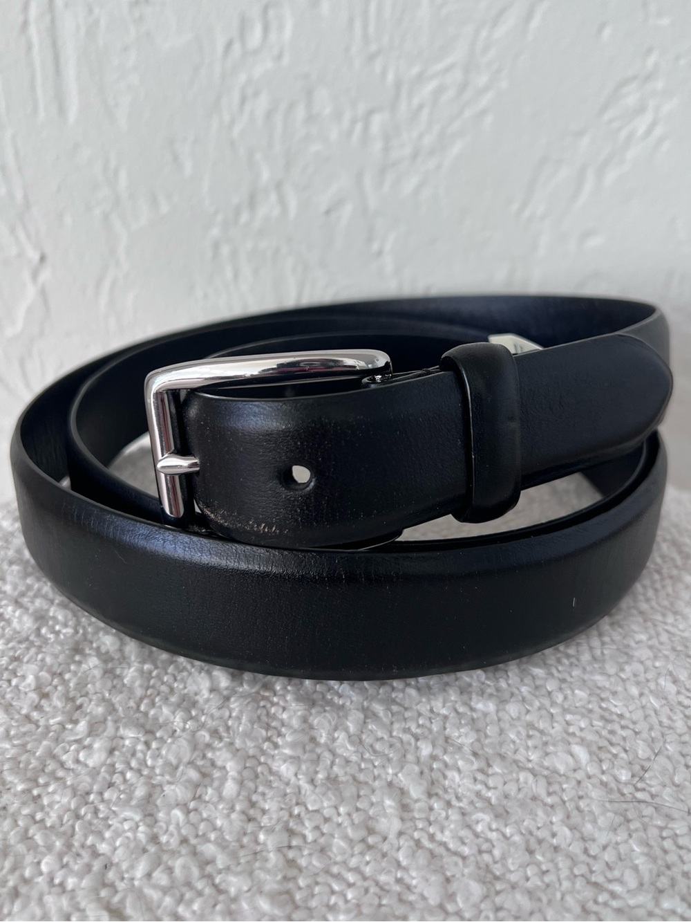 Polo Ralph Lauren Mens Black Leather Belt Size 50 Solid Brass Roller Buckle NOS